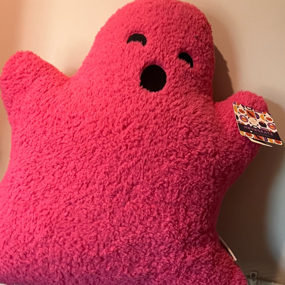 Novogratz Pink Halloween Ghost Pillow for Halloween Decor